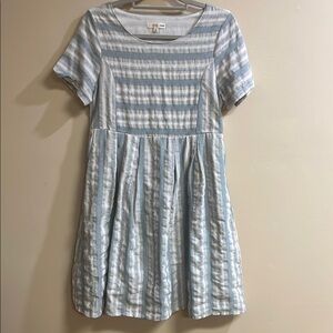 Orange Creek Farmhouse Green and White Striped Dress with Pockets Size Large EUC